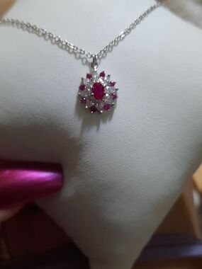 GENUINE SOLID STERLING SILVER RUBY JULY BIRTHSTONE CZ NECKLACE GIFT🎁BOX & BAG